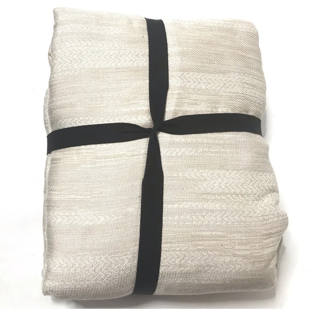 West Elm Silky Tencel Straited Duvet Cover Full/ Queen Flax Beige READ